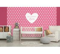 Glücksvilla -Carta da parati per cameretta dei bambini - Cuore Amore - personalizzabile con testo individuale, autoadesiva, 42 Rosso mora 360 x 250 cm - decorazione