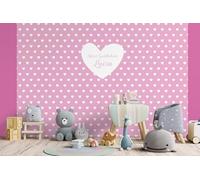 Glücksvilla -Carta da parati per cameretta dei bambini - Cuore Amore - personalizzabile con testo individuale, autoadesiva, 44 Rosa pastello 360 x 250 cm - decorazione