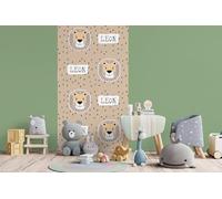 Glücksvilla -Carta da parati per cameretta dei bambini -testa di leone, personalizzabile con testo individuale, autoadesiva, 11 Taupe 120 x 250 cm - decorazione per bambini