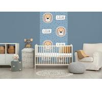 Glücksvilla -Carta da parati per cameretta dei bambini -testa di leone, personalizzabile con testo individuale, autoadesiva, 25 blu piccione 120 x 250 cm - decorazione per bambini