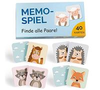 GLÜCKSWOLKE - Memo Gioco per Bambini I Montessori Giochi Educativi da 2 anni I 40 Carte Motivi Animali I Giocattoli - Memoria Puzzle I Idea Regalo per Bambino e Bambina a 2, 3, 4, 5 e 6 Anni - Nuovo