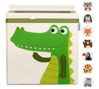 GLÜCKSWOLKE Portagiochi Bambini - 15 Motivi I Contenitori per Giocattoli con Coperchio I Scatola Portaoggetti (33x33x33) Box Scaffale I Cesto Cesta Porta Giochi Cameretta I Animali Coccodrillo