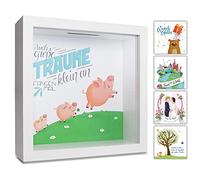 GLÜCKSWOLKE - Salvadanaio per bambini, motivo: maialino salvadanaio, cornice 3D, idea regalo per l’acquisto di un auto o una casa, oppure per un compleanno