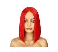 Glueless Short Straight Human Hair Bob Wigs 13 x 4 cm, trasparente Lace Front Wigs for Black Women aggiunge volume di capelli (rosso, 12 pollici)