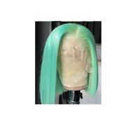 Glueless Short Straight Human Hair Bob Wigs 13 x 4 cm, trasparente Lace Front Wigs for Black Women aggiunge volume di capelli (verde chiaro, 14 pollici)