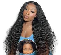 Glueless Wig Deep Wave Lace Front Wig Human Hair 180% Density 4X4 Transparent Lace Closure Wigs for Black Women Wear and Go Wigs Pre Plucked Natural Color (20 Inch)