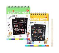 GLUN Blocco note da grattare per bambini, tema A3, confezione da 2 con fogli magici colori arcobaleno