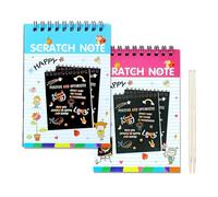 GLUN Blocco note da grattare per bambini, tema A5, confezione da 2 con fogli magici colori arcobaleno