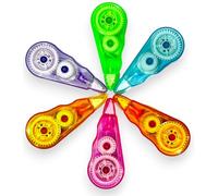 GLUN Nastro correttore multiuso, 12 metri, confezione da 6, striscia bianca per correggere gli errori, spessore 5 mm, con tappo frontale, per ufficio, scuola, progetti, compiti