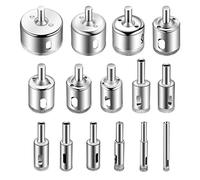 Glunlun 15 Pezzi di Punte di Trapano Rivestito Diamante Core Hole Saw Strumenti per Piastrelle Marmo Vetro ECC (6mm-50mm)