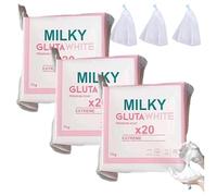 Gluta White Soap 20x, 70g Glutamilk Whitening Soap, gluta White Bar Soaps, Premium Brightening Soaps for Face & Body, Deep Cleanse, Exfoliate (3pc)