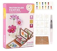 Glvomazty Libri da Colorare con Acqua, Album da Colorares ad Acqua, Watercolor Coloring Book con Pennelli e 12 Colori per Adulti Rilassamento e Antiestress, Impara ad Acquerellarli