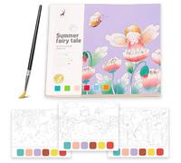 Glvomazty Libri da Colorare con Acqua, Album da Colorares ad Acqua, Watercolor Coloring Book con Pennelli e 6 Colori per Adulti Rilassamento e Antiestress, Impara ad Acquerellarli