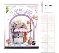 Glvomazty Libri da Colorare con Acqua, Album da Colorares ad Acqua, Watercolor Coloring Book con Pennelli e 12 Colori per Adulti Rilassamento e Antiestress, Impara ad Acquerellarli