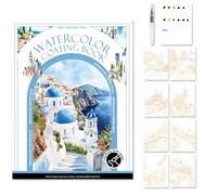 Glvomazty Libri da Colorare con Acqua, Album da Colorares ad Acqua, Watercolor Coloring Book con Pennelli e 12 Colori per Adulti Rilassamento e Antiestress, Impara ad Acquerellarli