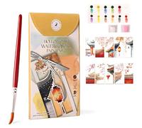 Glvomazty Libri da Colorare con Acqua, Album da Colorares ad Acqua, Watercolor Coloring Book con Pennelli e 12 Colori per Adulti Rilassamento e Antiestress, Impara ad Acquerellarli