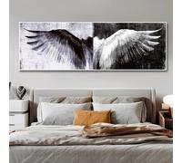 GLWDMB 1 pezzo 60 x 180 cm moderno bianco e nero ali d'angelo set di pittura da parete stampe su tela e poster, immagini da parete per soggiorno camera da letto (senza cornice)