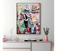 GLWDMB Banksy Wall Art I Will Love You Forever Poster Art Graffiti Canvas Painting Stampe Street Pop Art per la decorazione domestica - Senza cornice, 1 Pezzo