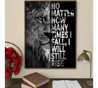 GLWDMB Quadro su tela motivazionale, Non importa quante volte cado, mi rialzerò sempre con citazione del leone, immagini decorative, poster e stampe, pittura murale per soggiorno(Incorniciato)