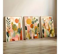 GLWDMB Set di 3 dipinti da parete con giungla tropicale astratta, 30 x 40 cm, stampe su tela e poster, immagini da parete per soggiorno e camera da letto (con cornice interna)
