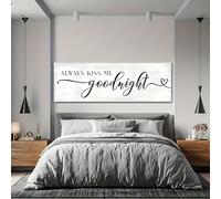GLWDMB Stampa su tela Baciami sempre la buonanotte, eleganti quadri da parete con citazioni d'amore, poster e stampe, pittura murale per soggiorno e camera da letto(Incorniciato)