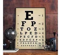 GLWDMB Stampe artistiche vintage di tabella oculistica di optometria, tabella oculistica clinica di oftalmologia, pittura murale su tela, senza cornice, 1 pezzo