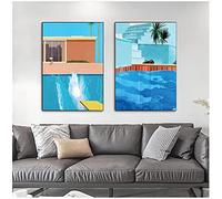 GLWDMB Stampe su tela, dipinti su tela di David Hockney, poster e stampe su tela più grandi per la piscina - Senza cornice, 2 Pezzi