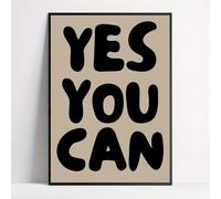 GLWDME 1 pezzo 40 x 60 cm Yes You Can Inspirational Quotes Canvas Wall Art Poster e stampe di affermazione positiva, pittura da parete per soggiorno (con cornice interna)