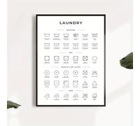 GLWDME 1 pezzo tela da parete 40 x 60 cm con guida alla cura del bucato, immagini con simboli del bucato e trattamento delle macchie, poster e stampe per soggiorno (senza cornice)