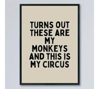 GLWDME These Are My Monkeys, This Is My Circus - Quadro su tela retrò, quadri per camera da letto, poster e stampe, dipinto murale per soggiorno(Incorniciato)