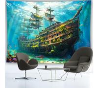 GLWDMH 230x150CM Arazzo con motivo storico di navi nautiche, da appendere alla parete in poliestere, per camera da letto, ufficio, dormitorio, decorazioni per feste, con pacchetto di installazione