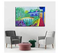 GLWDMH David Hockney Garden Art Canvas Poster e stampe su tela Dipinto Immagini decorative per l'arredamento del soggiorno dell'ufficio - Incorniciato, 1 Pezzo