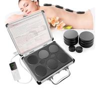GLXPJU Set di 12 pietre calde per massaggi con regolazione della temperatura, set di pietre calde per massaggi con kit più caldo, pietre calde di basalto per drenaggio linfatico, alleviare la tensione
