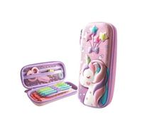 GLYLFQZJ Astuccio Unicorn 3D Eva Pencil Case Waterproof Box Per Ragazze Cartoon Big Ahabilite Forte Scolastiche Per Cartoleria Carina Borsa Di Cartoleria-Unicorn Pink-Small