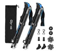 Glymnis 7075 - Bastoncini da trekking in alluminio, regolabili, 110-130 cm, chiusura a morsetto con 4 paia di gommini per trekking (blu)