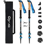 Glymnis Bastoni Trekking Bastoncini da Trekking 3 Sezioni Lunghezza Regolabile 65-135cm in Alluminio 7075 con Sistema di Blocco Rapido e Impugnatura in Sughero per Escursioni Blu