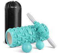 Glymnis Foam Roller Kit 4 in 1, Includono 1 x Rullo Massaggio Muscolare 1 x Bastone Massaggio e 2 x Pallina Massaggio per Recupero Muscolare dei Tessuti Profondi, Rilascio Miofasciale, Yoga