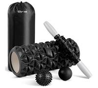 Glymnis Foam Roller Kit 4 in 1, Includono 1 x Rullo Massaggio Muscolare 1 x Bastone Massaggio e 2 x Pallina Massaggio per Recupero Muscolare dei Tessuti Profondi, Rilascio Miofasciale, Yoga