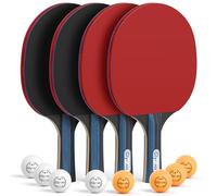 Glymnis Ping Pong Set da Tavolo Portatile, 4 Racchette da Ping Pong con Palline, Custodia per Accessori da Ping pong per Interni ed Esterni,Per Principianti,Professionisti