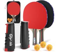 Glymnis Set da Ping Pong,Ping Pong Set da Tavolo Portatile con Rete da Ping Pong Retrattile,Racchette da Ping Pong,Palline da Ping Pong a 3 Stelle e Borsa per Riporre,Per principianti,professionisti