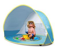 Glymnis Tenda da Spiaggia Bambini Tenda Bambini Pop Up con Mini Piscina Tenda per Neonati Pieghevole Portatile Protezione Solare UPF 50+, Blu