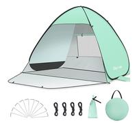 Glymnis Tenda da Spiaggia Completamente Chiuso Tenda Spiaggia Pop-up con Cerniera per 2-4 Persone, Protezione Solare UPF 50+, Include Borsa Portatile (Menta verde, M)
