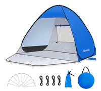 Glymnis Tenda da Spiaggia Pop-up con Cerniera, UPF 50+, 2-4 Persone | Completamente Chiuso Spogliatoio, Apertura 10s, Borsa Inclusa, Ventilazione 2 Finestre, Antivento 10 Picchetti