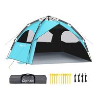Glymnis Tenda da Spiaggia Quick Up Tenda Spiaggia Familiare Automatica 210 * 200 * 145cm Protezione UV Antivento per 4-6 Persone (Azzurro Nero)