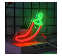 Glymzoi LED Lampada al neon Decorazione per feste a forma di pesca per insegna al neon, pera, peperoncino, luce LED, decorazione per carina(15cmx14cm)