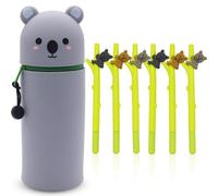 GlymzToy 2 in 1 in Morbido Silicone Kawaii koala Astuccio and 6* penne di koala, Chiusura con Cerniera, Penne Pastelli Pennarelli, Astuccio Portapenne Animali Dolci Koala, per scuola, uffici
