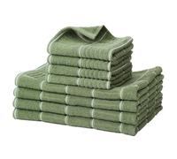 Glynniss Set di asciugamani da cucina e strofinacci, 40 x 66 cm, quattro strofinacci assorbenti per lavare i piatti 30 x 30 cm, pulizia e asciugatura per uso quotidiano, confezione da 8 (verde)