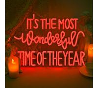 GLYOX Its The Most Wonderful Time Of The Year Neon - Targa da parete con scritta a LED per la camera da letto, festa di matrimonio, compleanno, decorazione neon, regalo con USB