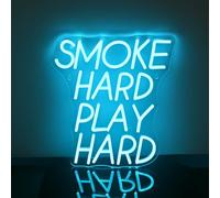 GLYOX Smoke Hard Play Hard Neon - Targa LED per finestre, decorazione da parete, camera dei giochi, grotta dell'uomo, luce al neon, per feste, fumatori
