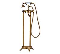 GLYYR Antico Rubinetto per Vasca Cascata Freestanding Miscelatore Vasca da Bagno con Soffione a Mano, Ottone Rubinetto per Vasca da Bagno da Pavimento,Antique Brass b